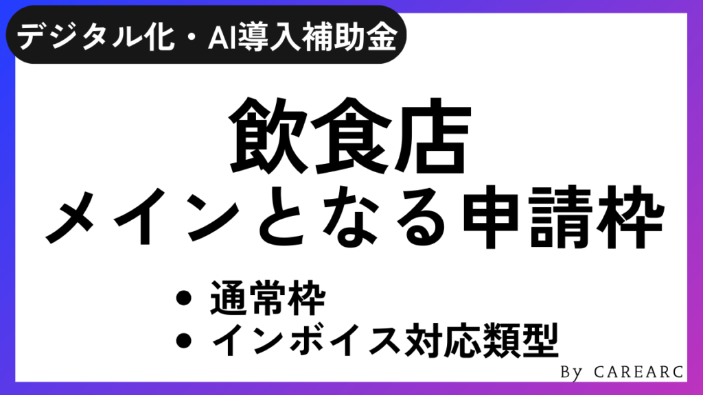 飲食店で申請できるデジタル化・AI導入補助金（IT導入補助金）の申請枠！補助額や補助率を紹介