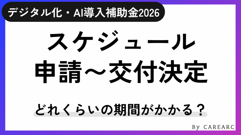 デジタル化・AI導入補助金2026（旧：IT導入補助金2025）の申請から交付決定までのスケジュール。いつ入金される？